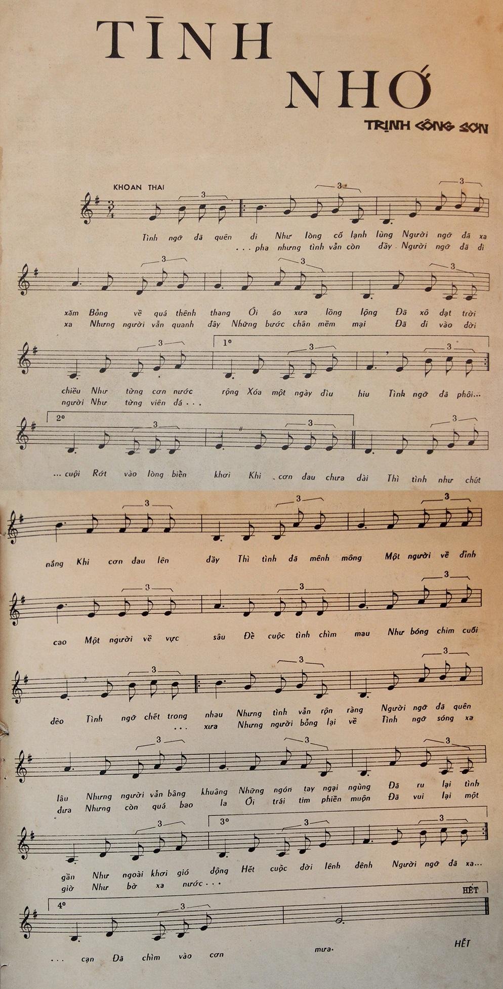 Sheet nhạc Tình Nhớ